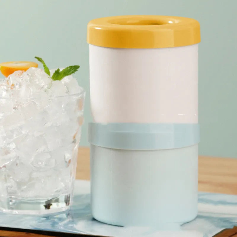 Blue-green and white silicone 2 in 1 ice bucket mold with lid for portable cooling
