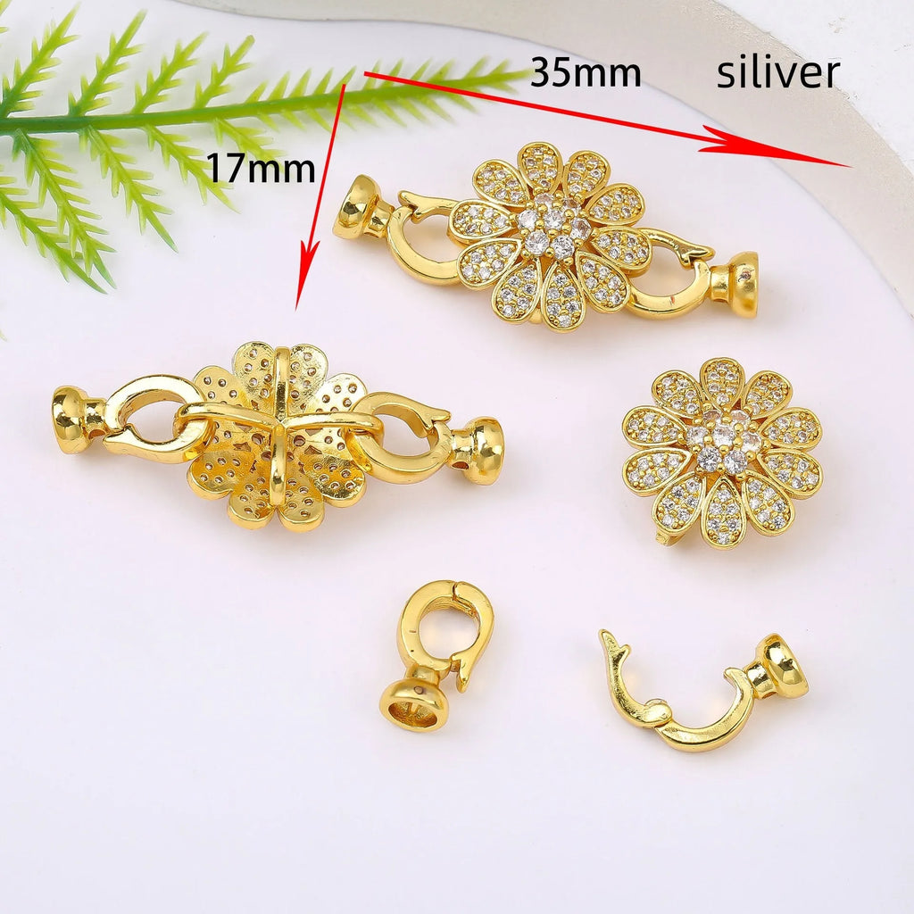 Small gold colour electroplated chain buckle for DIY necklace making with clasp mechanism