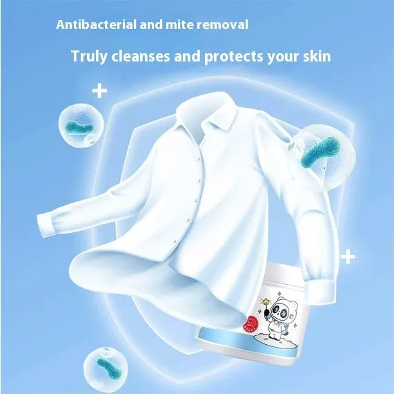 Bottle of biological enzyme bubble powder laundry detergent with active oxygen for stain removal
