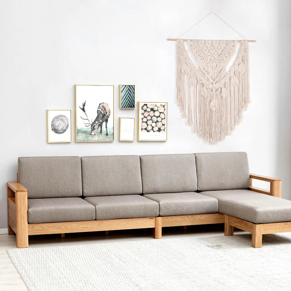 Hand woven large beige tapestry 115x100cm cotton blend modern simple style for living room