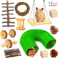 Wooden pet chewing toy set for rabbits guinea pigs parrots with multiple wooden components