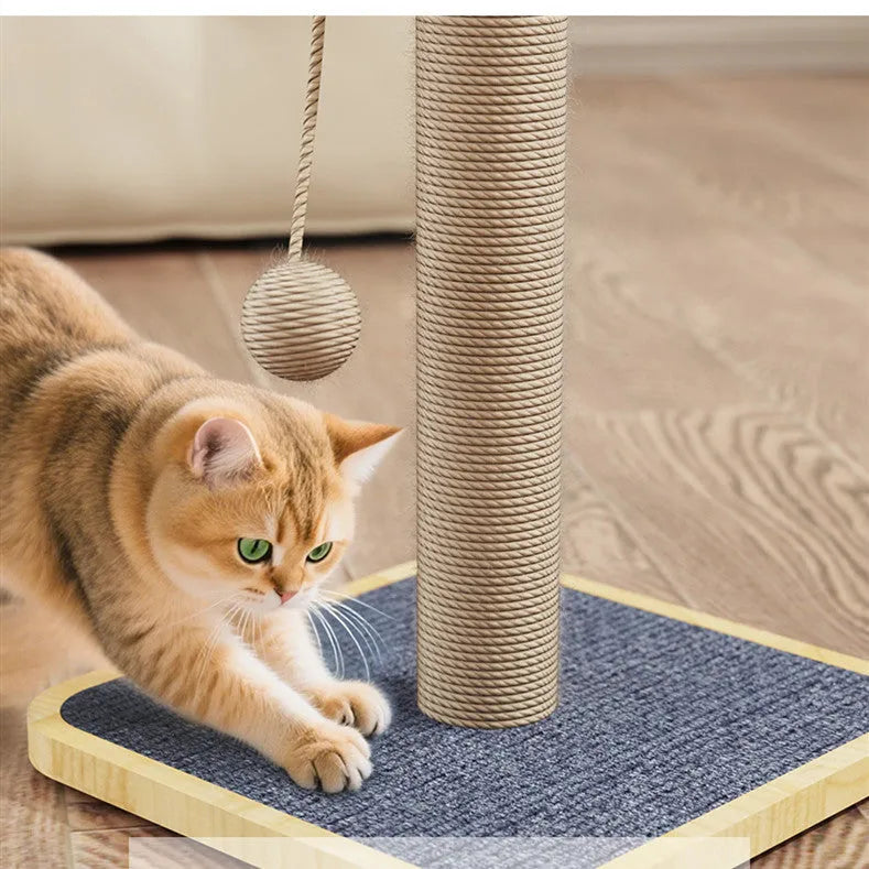 Scratch-resistant cat climbing frame toy with windmill hanging ball design