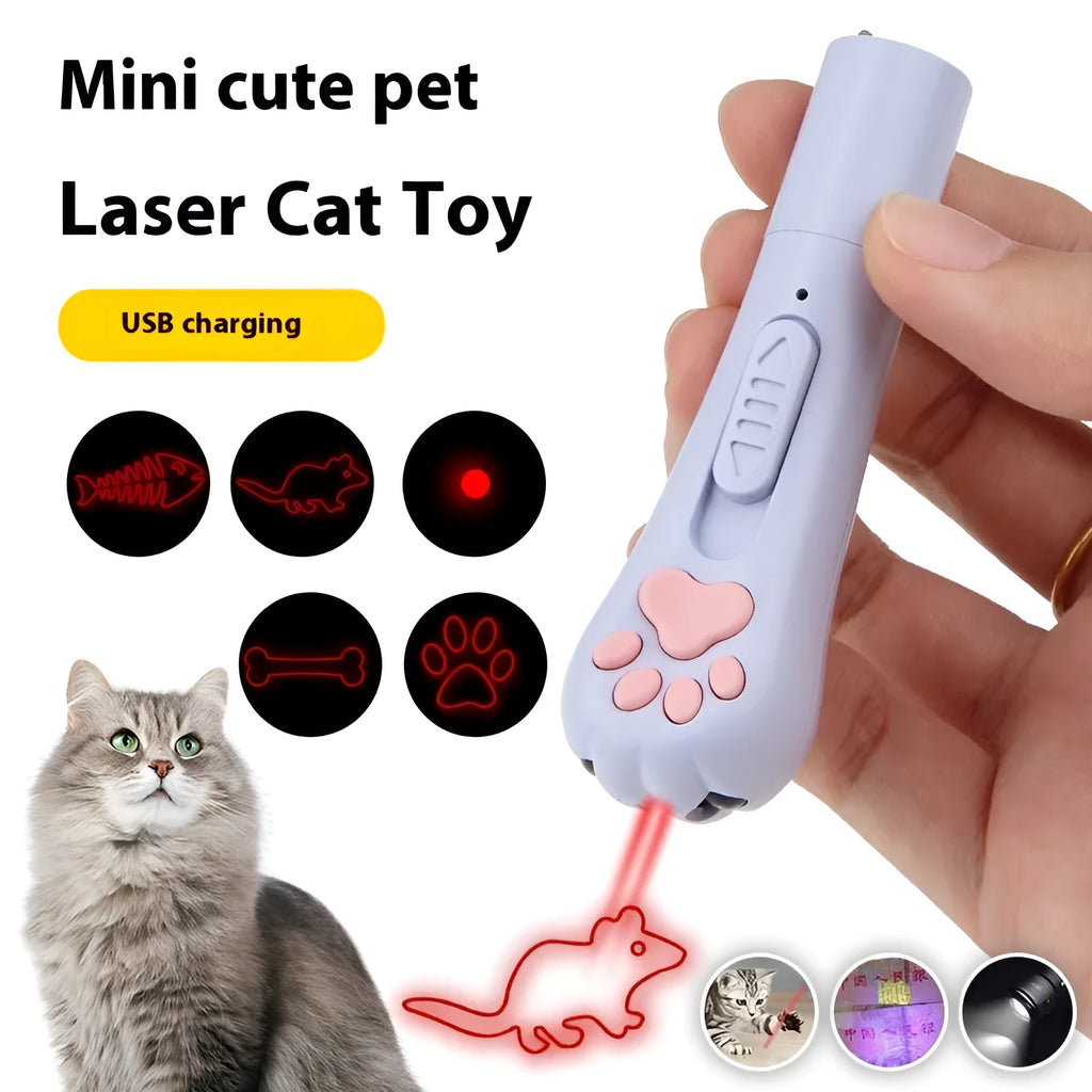 Infrared charging cat toy with laser emitter and teasing stick in colour options