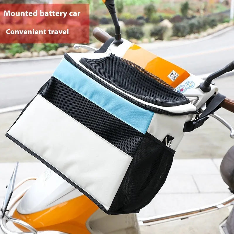 Car pet backpack for dogs and cats in Oxford cloth, solid colour, 37x25x35cm, black and white options
