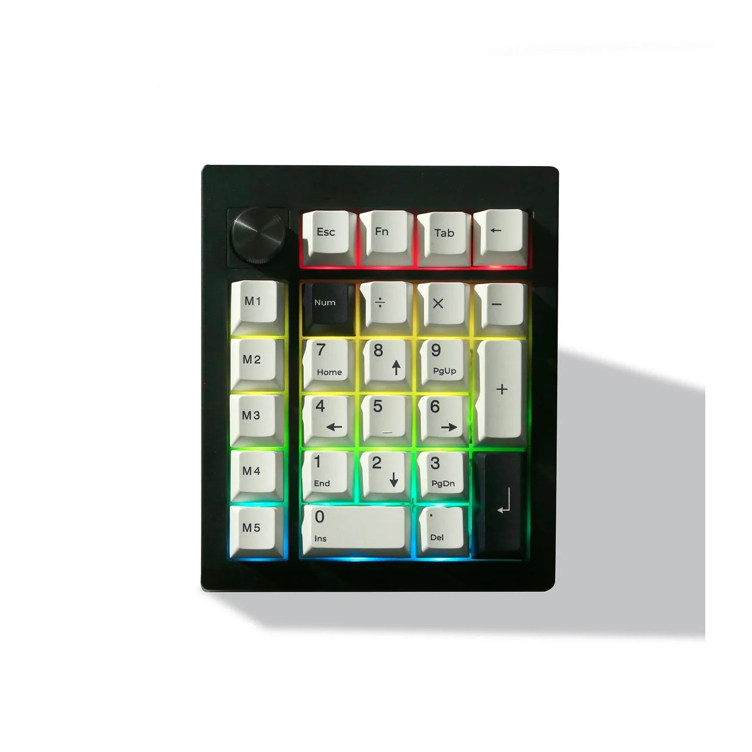 Black and white wireless mechanical Bluetooth numeric keypad with 24 keys