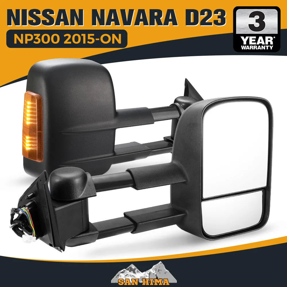 Black electric side mirror with integrated indicator light for Nissan NP300 Navara