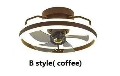 Modern ceiling fan lamp with integrated light, 500mm diameter with white acrylic shade and PC blades.