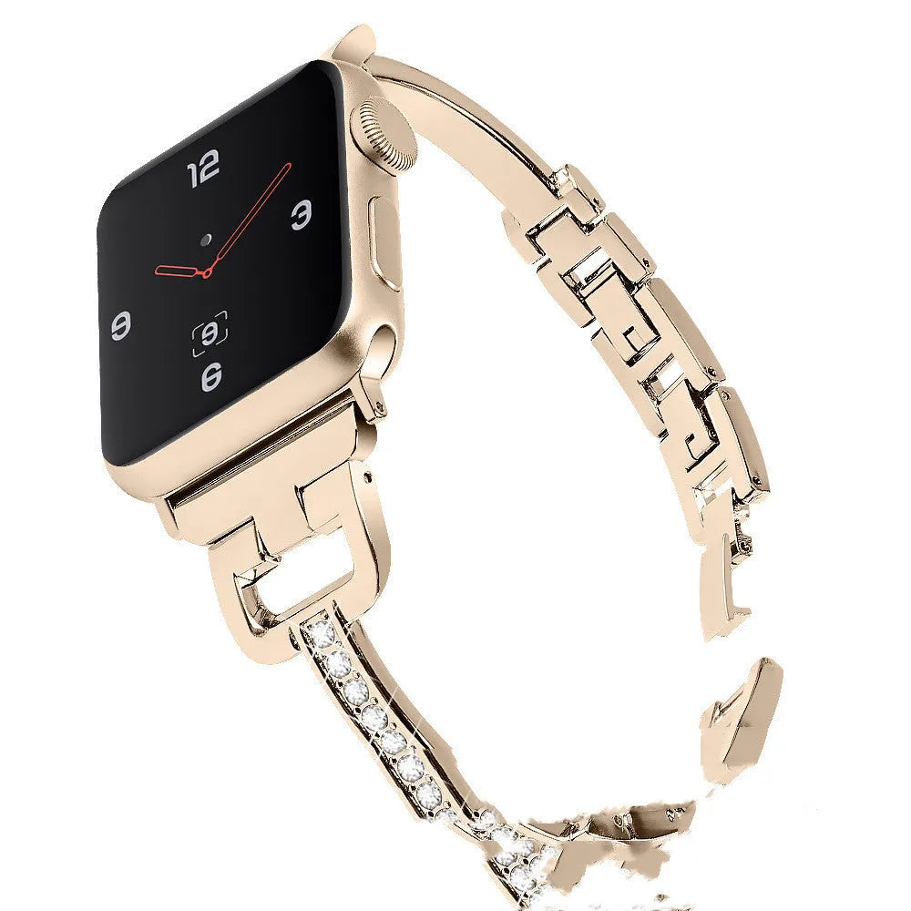 D-shaped diamond pattern metal strap for Apple Watch in multiple colours
