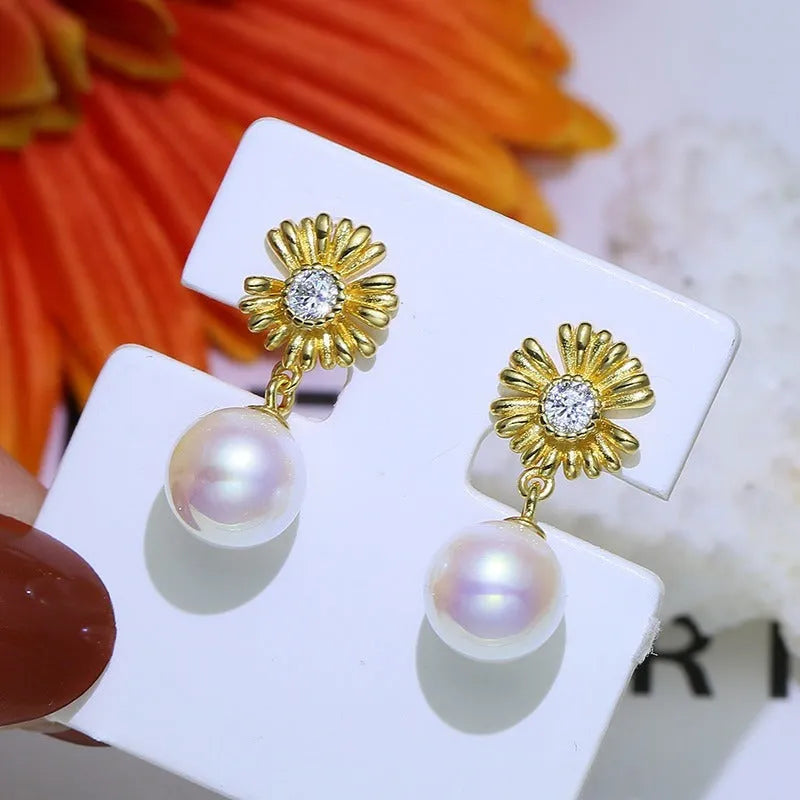 Baroque S925 sterling silver floral earring frames in gold and silver colour options