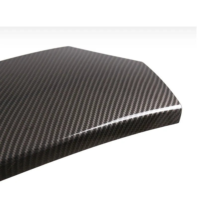 Three ABS armrest box protective covers with carbon fibre pattern, each measuring 33.5 by 16 by 3.5 cm