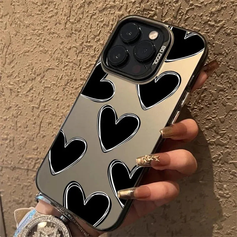 Heart mobile phone shell PC laser case for Apple iPhone in gray with heart and text design