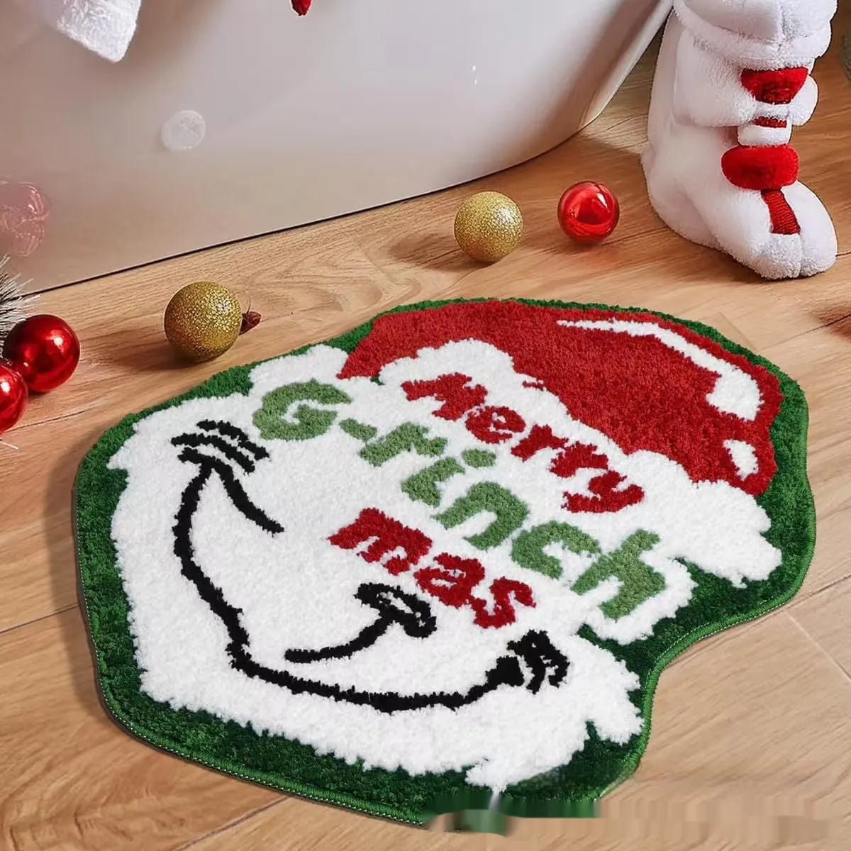 Christmas themed hallway mat with festive design and anti-slip backing in multiple size options