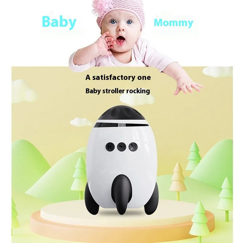 White ABS plastic baby stroller shaking device with Bluetooth connectivity for infant calming
