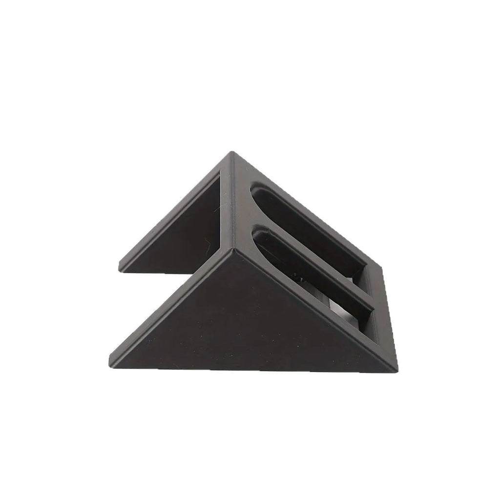 Black punk-style plastic pistol display stand for replica firearms