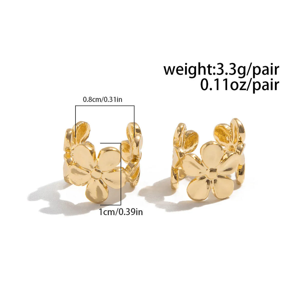 Gold starfish and scallop shell design women's earrings with electroplated finish