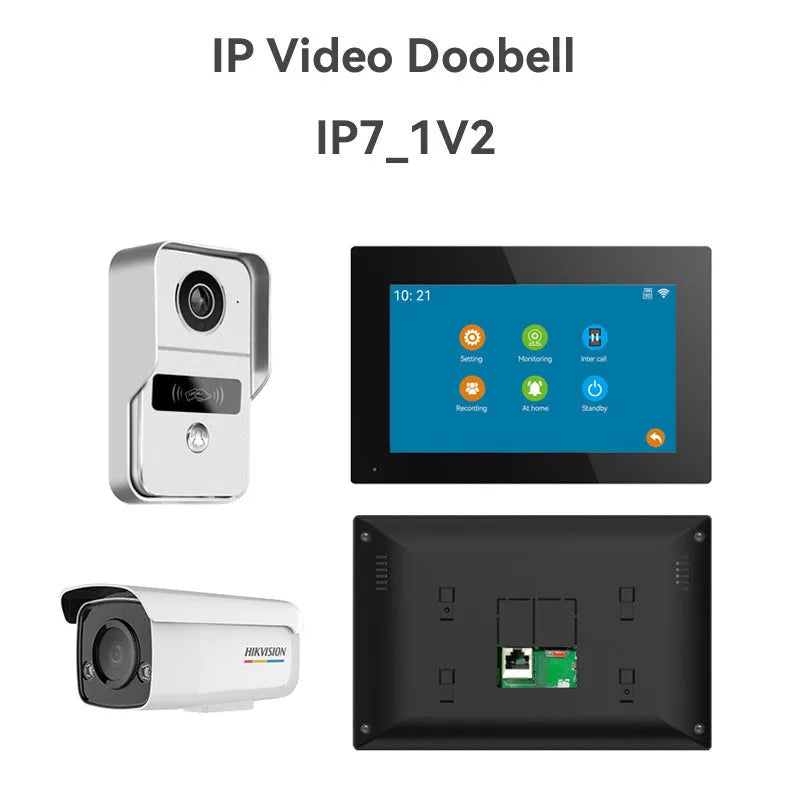 10-inch video intercom doorbell system with outdoor unit and 1080P HD camera for home security monitoring