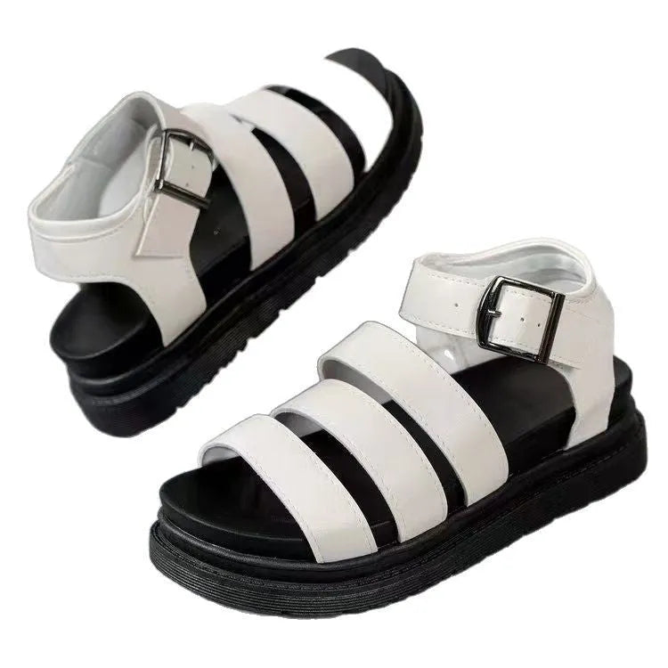 Outdoor strap buckle sandals with round toe and fish mouth design in three colour options