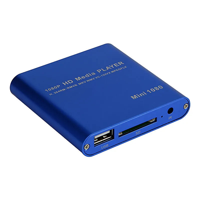 1080p Full HD media player with metal chassis, HDMI port, USB and SD card slots