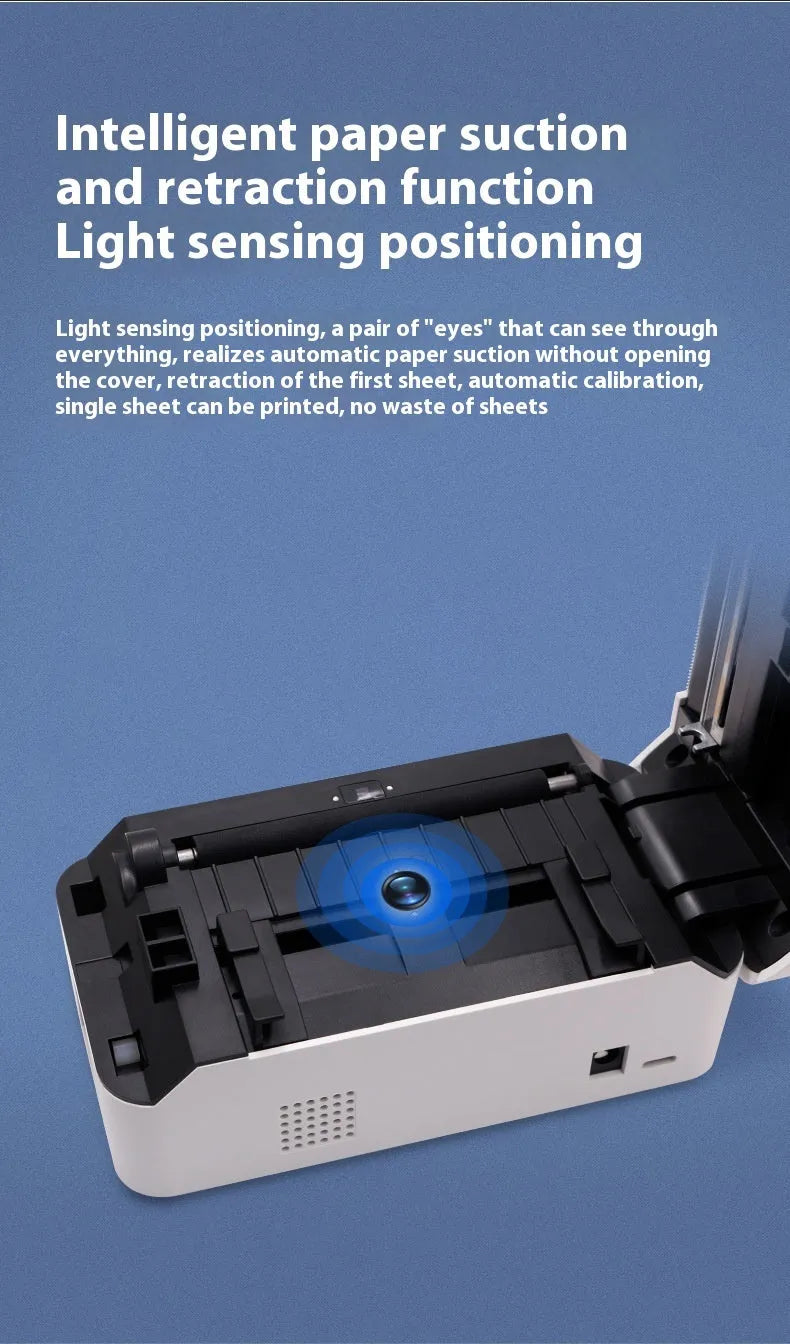 Thermal Express TDL401H compact Bluetooth and USB thermal printer on a desk