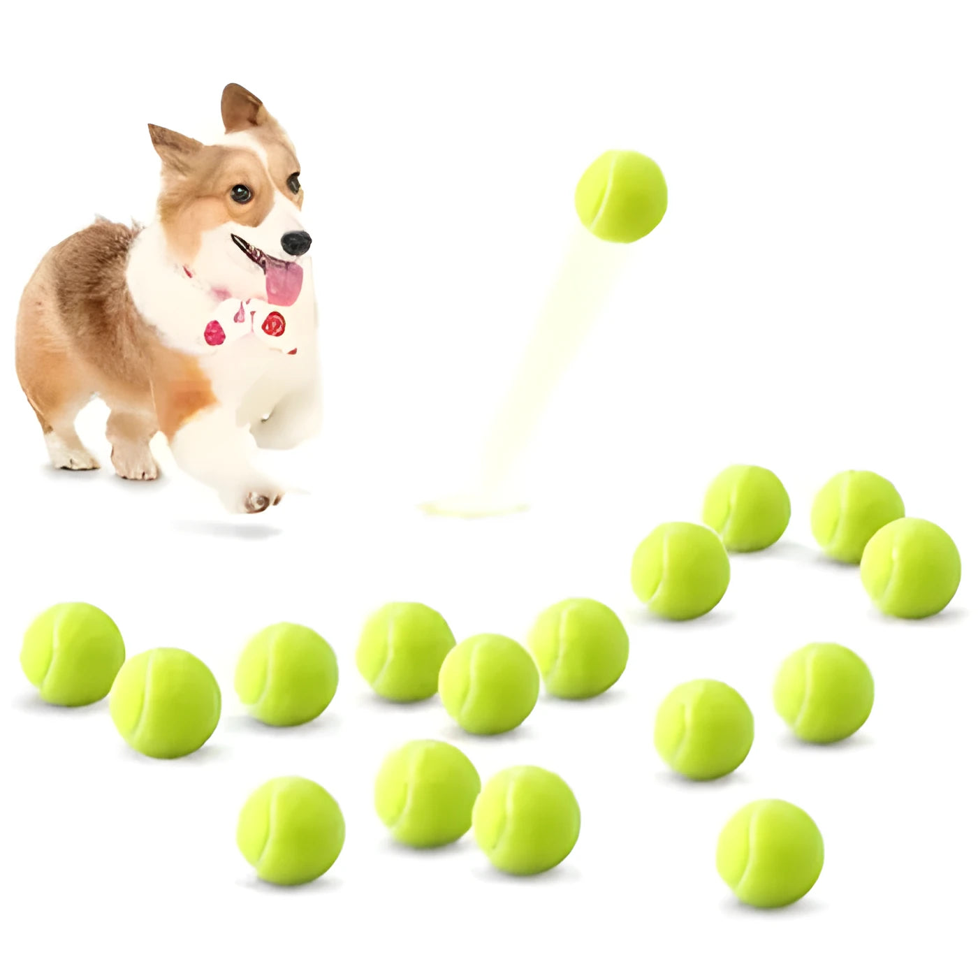 Bite-resistant rubber dog tennis ball toy in bright pink, 6.3cm diameter.