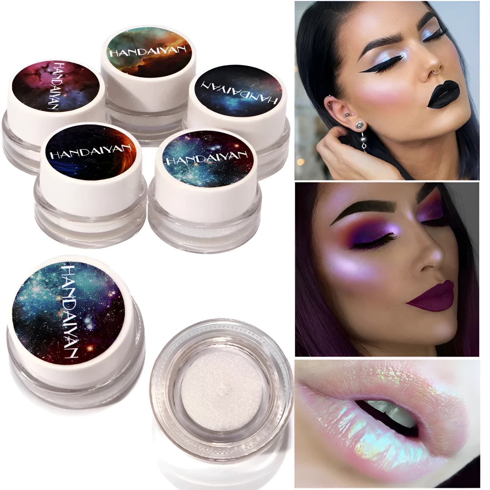 5-colour Aurora Chameleon highlighter shimmer eyeshadow bronzer contour palette in compact 3.5cm by 2.5cm size