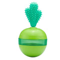 Blue or green rubber dog treat dispenser tumbler ball toy for medium large dogs