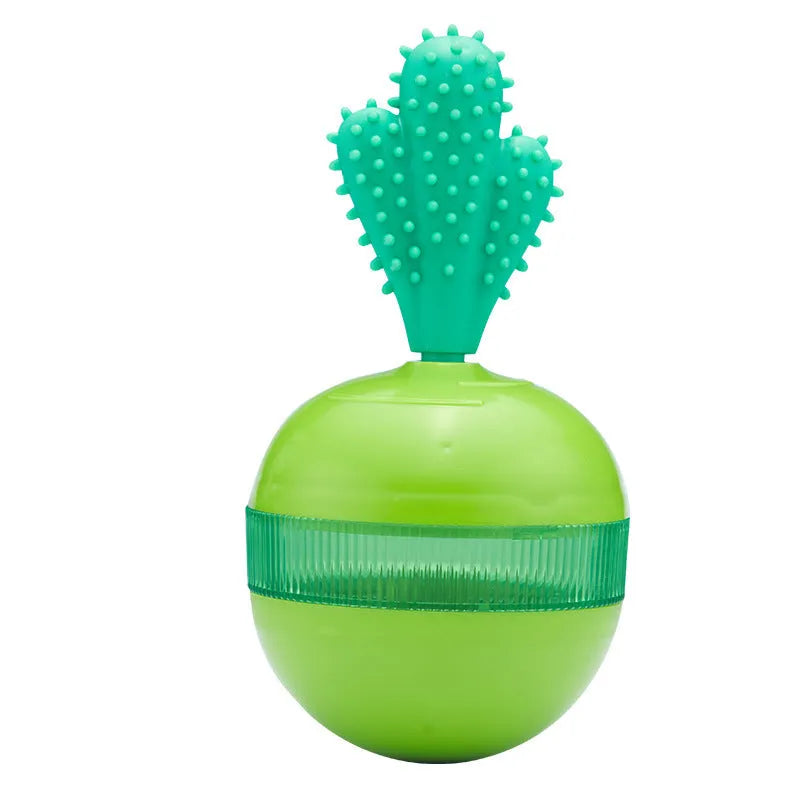 Blue or green rubber dog treat dispenser tumbler ball toy for medium large dogs