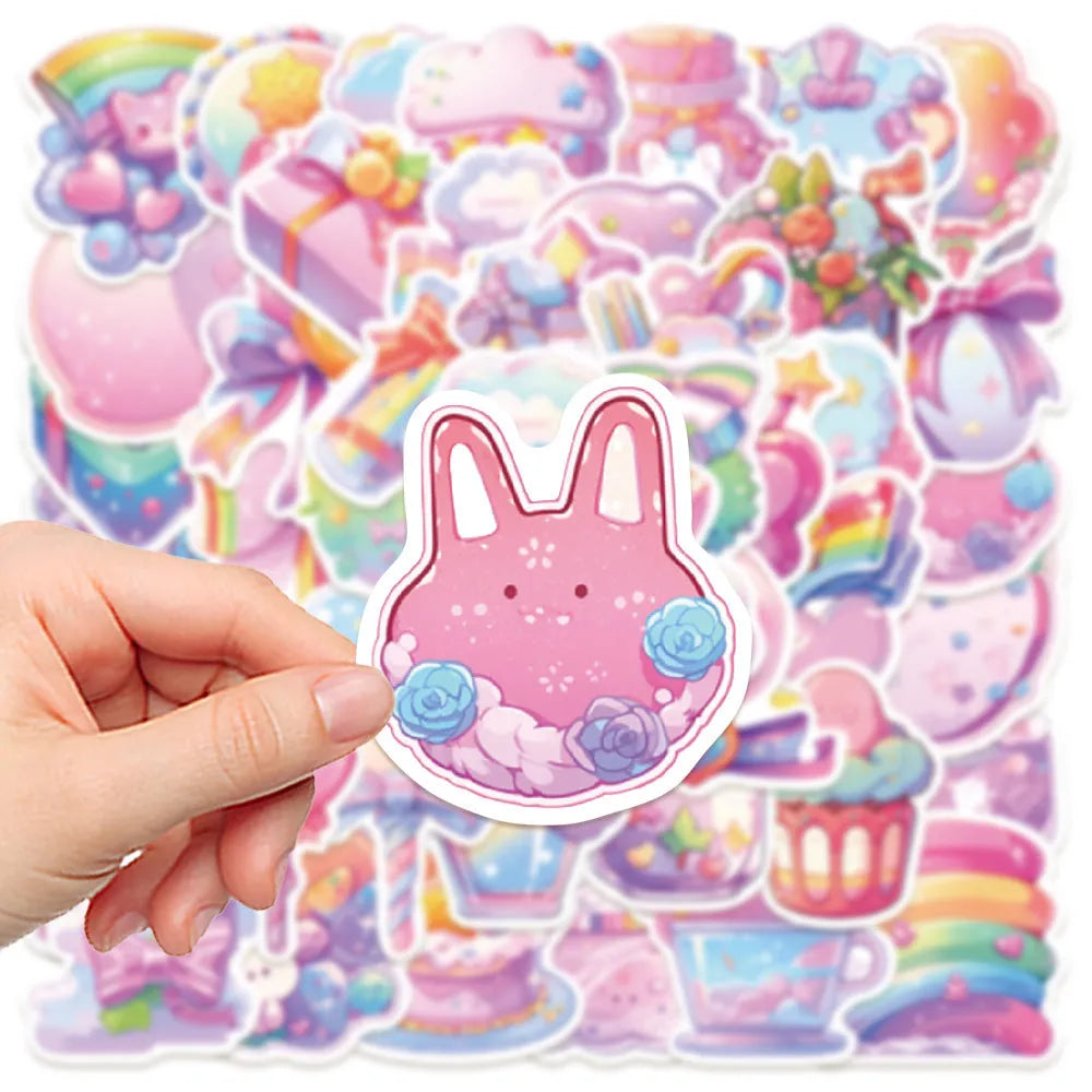 Colourful candy-themed waterproof decorative stickers in various 4-7cm sizes for journal decoration