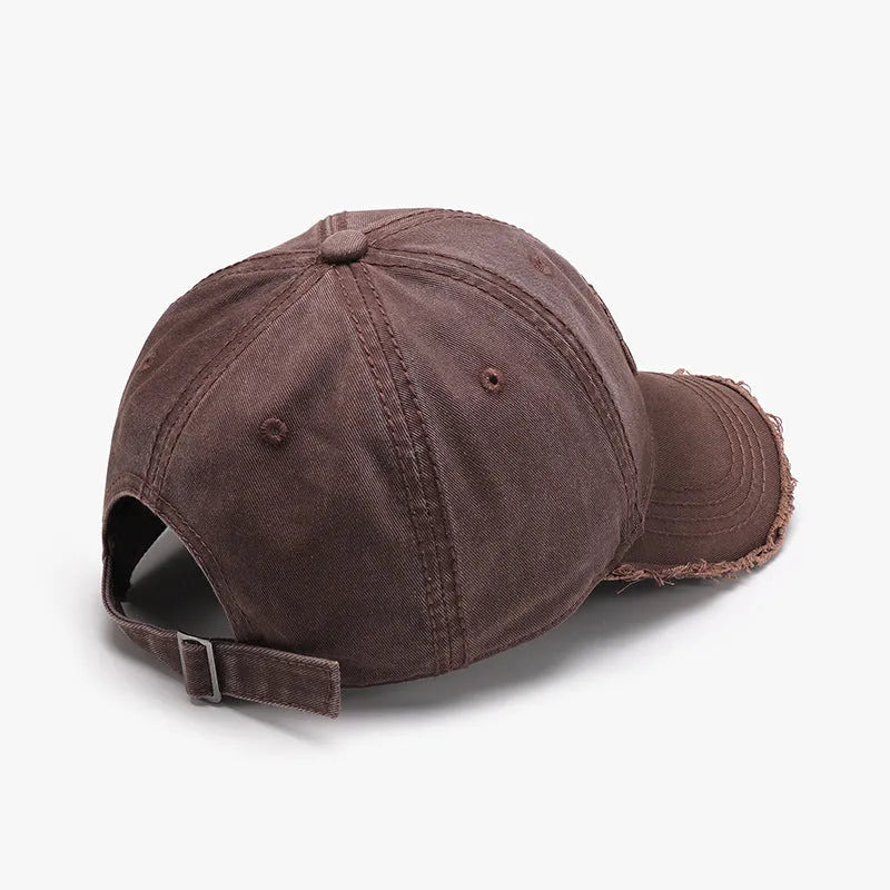 Men's cotton baseball cap with three-dimensional embroidery of English letters, dome crown, adjustable fit, black colour