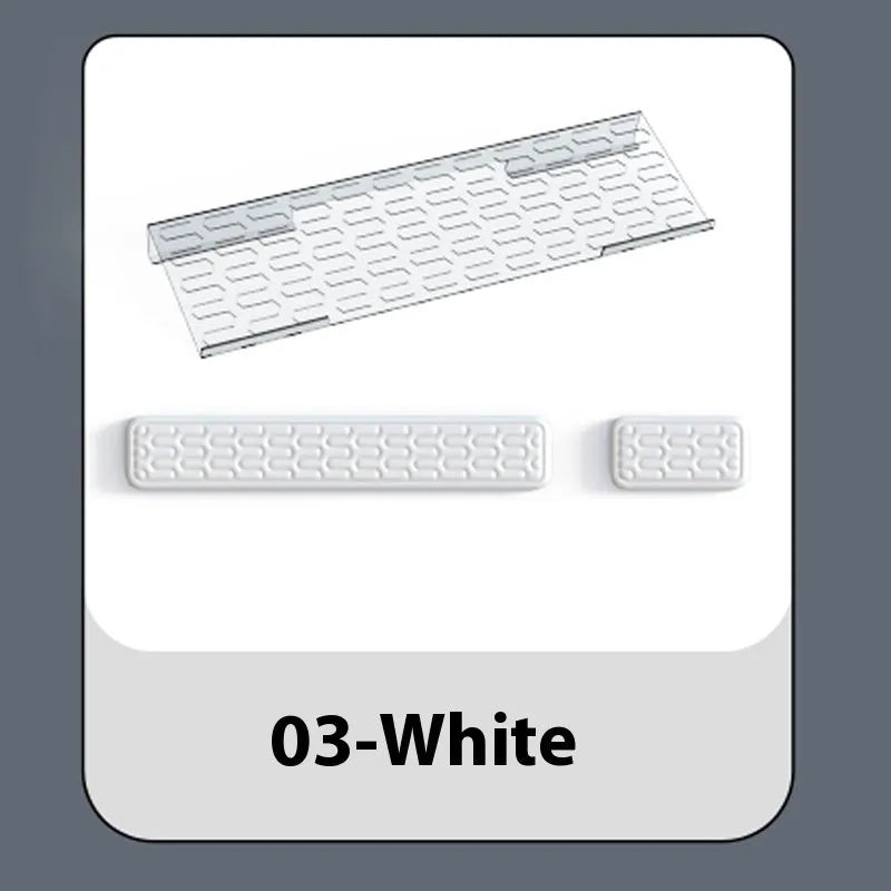 Double-sided keyboard and mouse pad with memory foam base, wrist support, and resin surface.