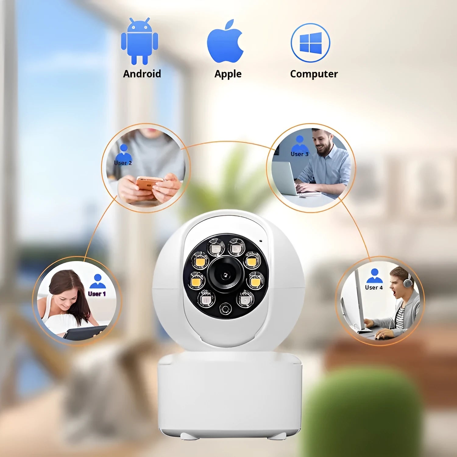 Indoor ceiling-mounted 1080p HD panorama home security camera with dual-light vision