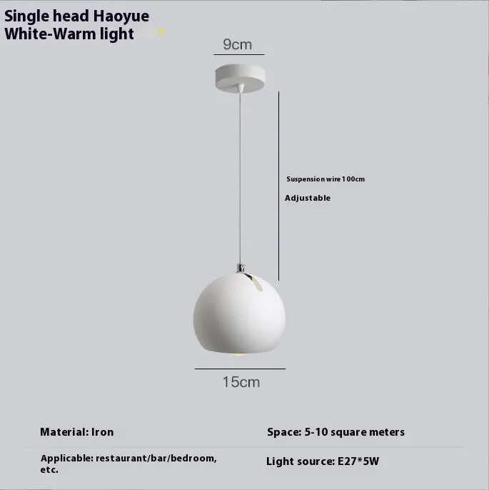 Ball chandelier table lamp with post-modern design in Nordic style, showing single and three-head configurations