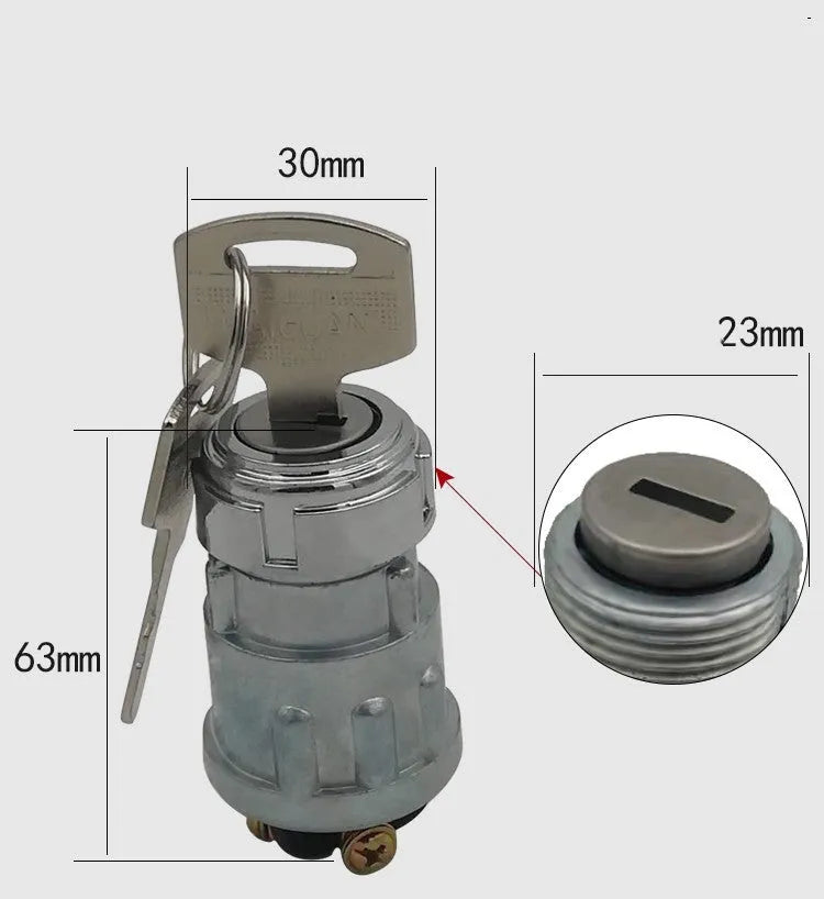 Pure copper car ignition switch with key for JK423 truck and forklift models
