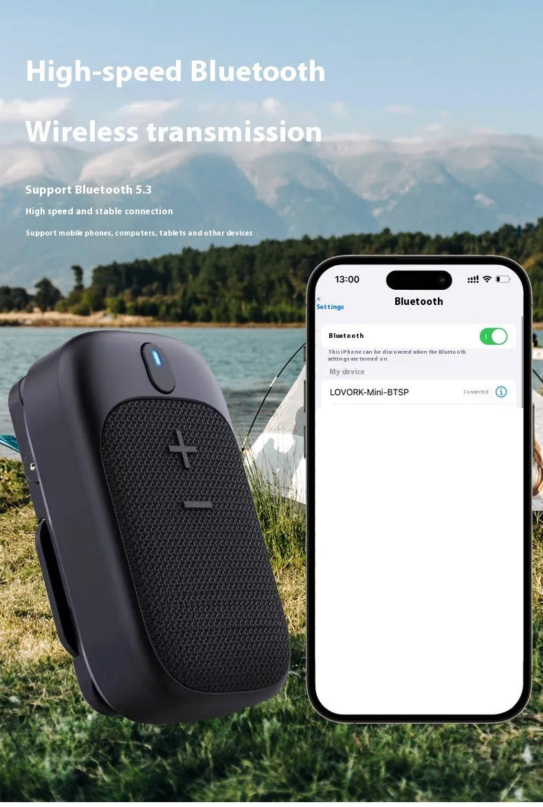 Lewoke Wireless Bluetooth Hiking Speaker mini portable outdoor camping running subwoofer in black