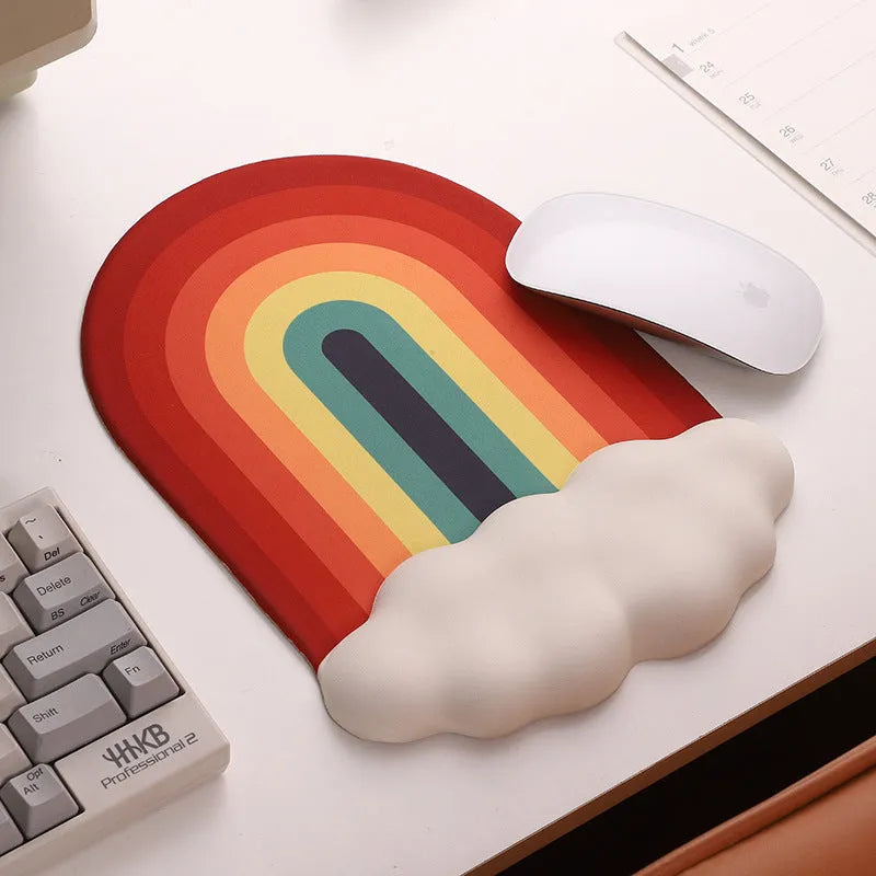 Silicone wrist rest mouse pad and keyboard support set with cloud pattern design