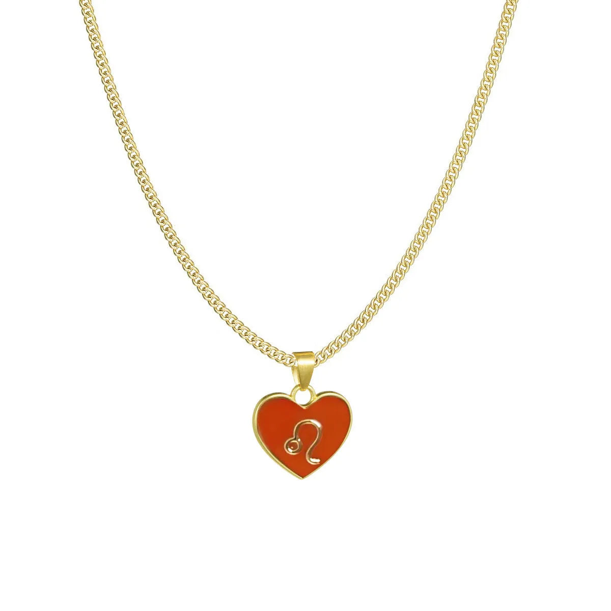 12 constellation love necklace with heart-shaped pendant and bamboo chain in a zodiac colour option