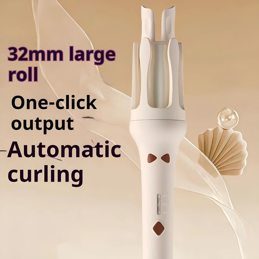 White brand automatic hair curler with 32mm barrel and choice of plug adapters