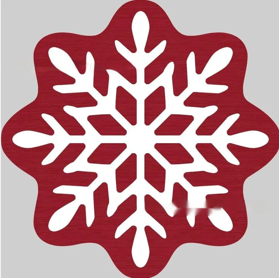 Round Christmas carpet with festive blanket design on floor beside holiday decorations