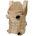 Khaki polyester pet backpack for medium dogs, available in M and L sizes