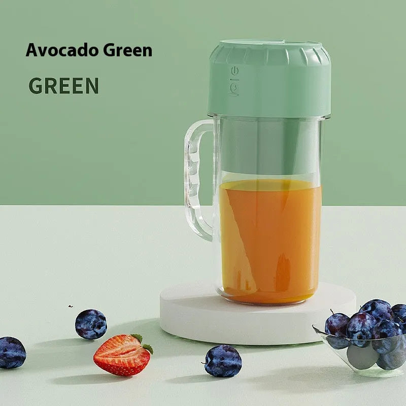Portable USB juicer in avocado green colour with multiple blade options