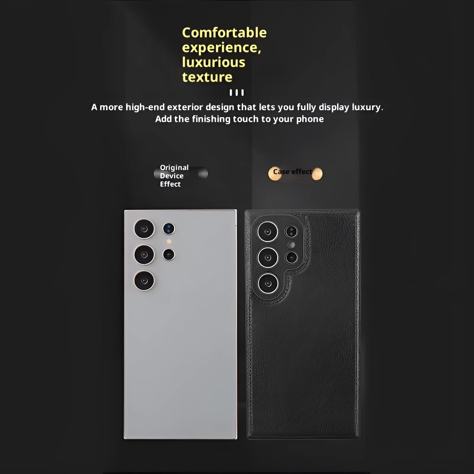 Anti-drop TPU phone case for Samsung Galaxy in black with embossed texture