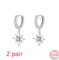 S925 sterling silver snowflake pendant earrings with cubic zirconia stones in geometric design