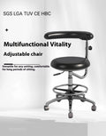 Black leather dental patient chair with electric hydraulic lifting mechanism for clinical positioning