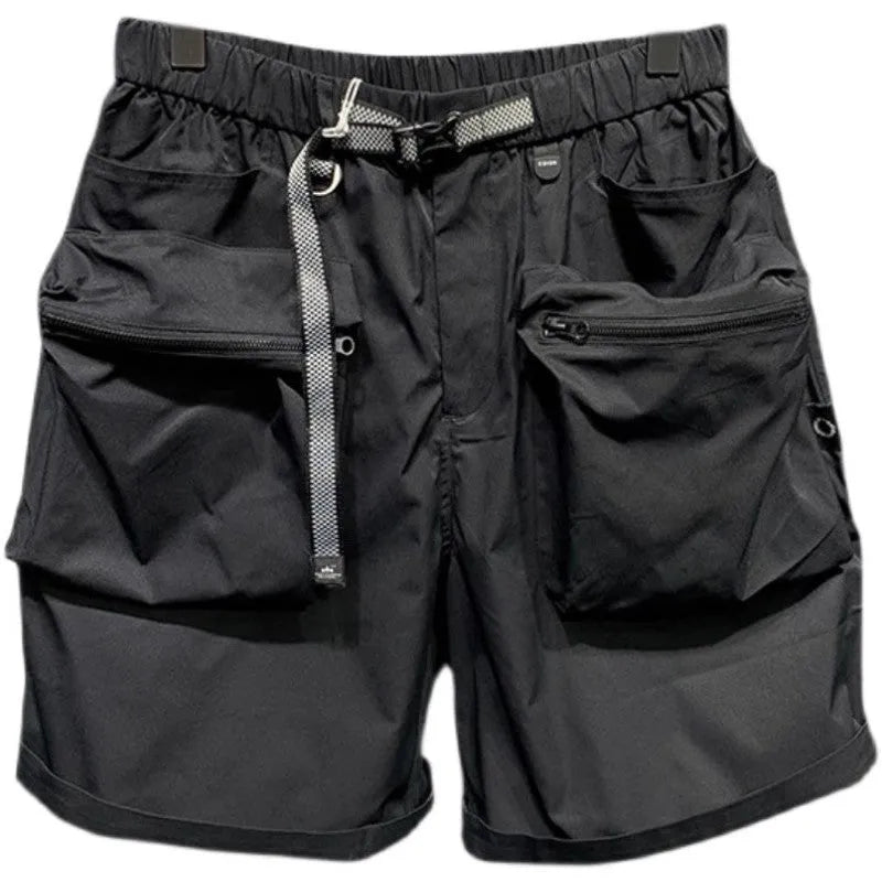 Men's large size work shorts in black or grey with loose pockets and straight leg hem
