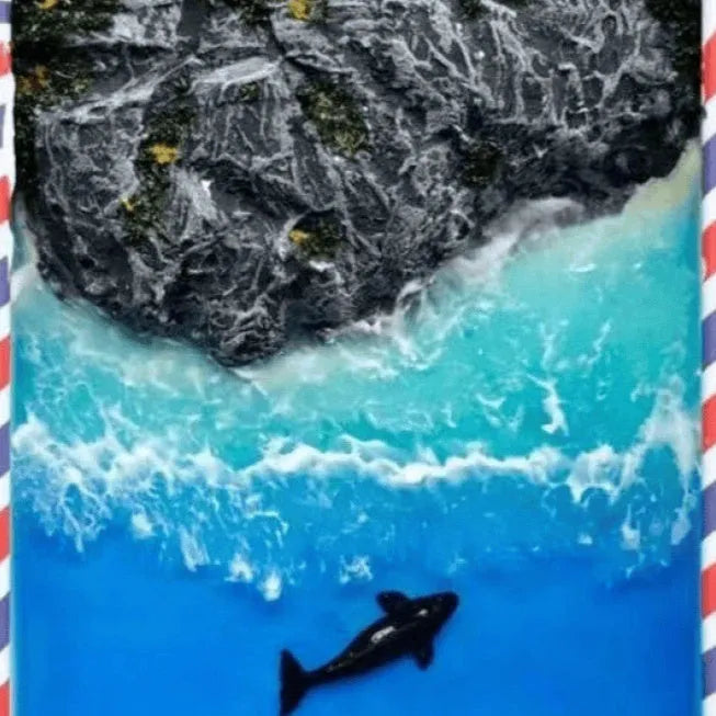 DIY bamboo marine landscape handmade model ornament with whale motifs