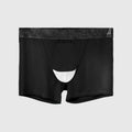Vein men's ice silk boyshorts in black nylon knit fabric, mid-waist style, solid colour sports underwear