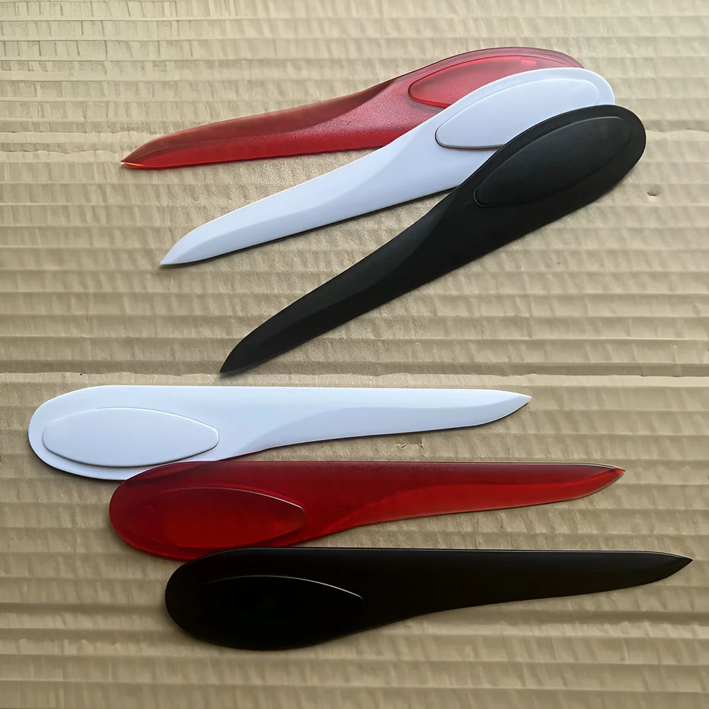 Plastic A4 paper cutter with Willow Leaf Art blade, available in black red white colours