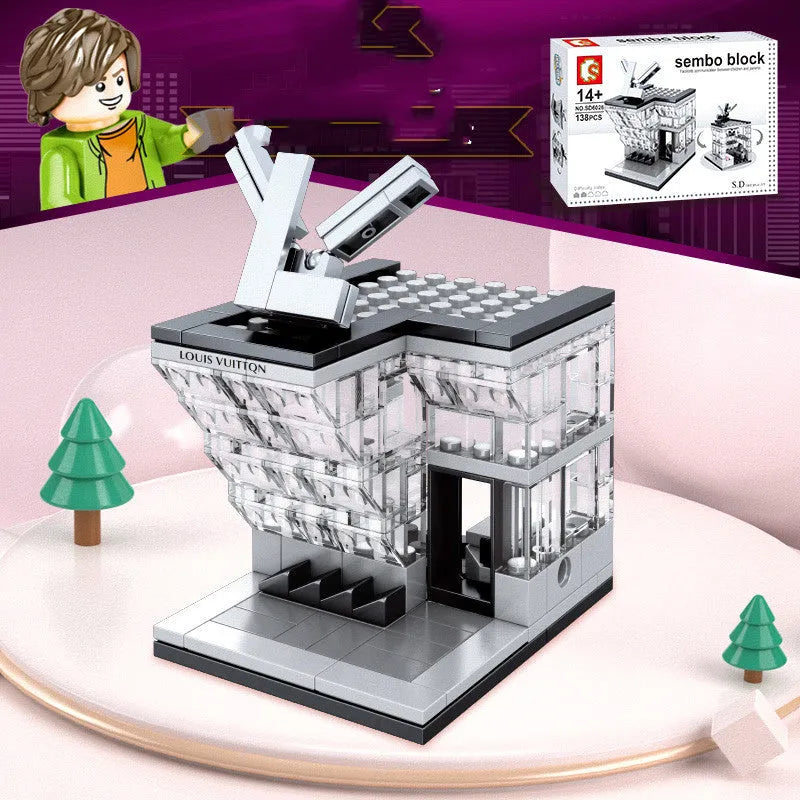 Senbao Street View City Mini building block set plastic architecture toy for children