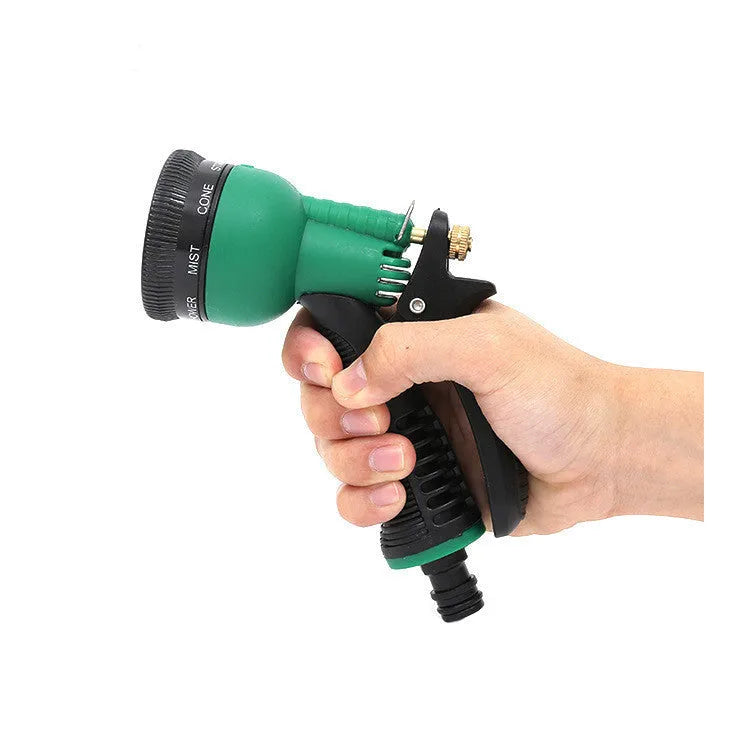 Green multifunctional high-pressure spray gun with PP and ABS construction for garden watering and car washing