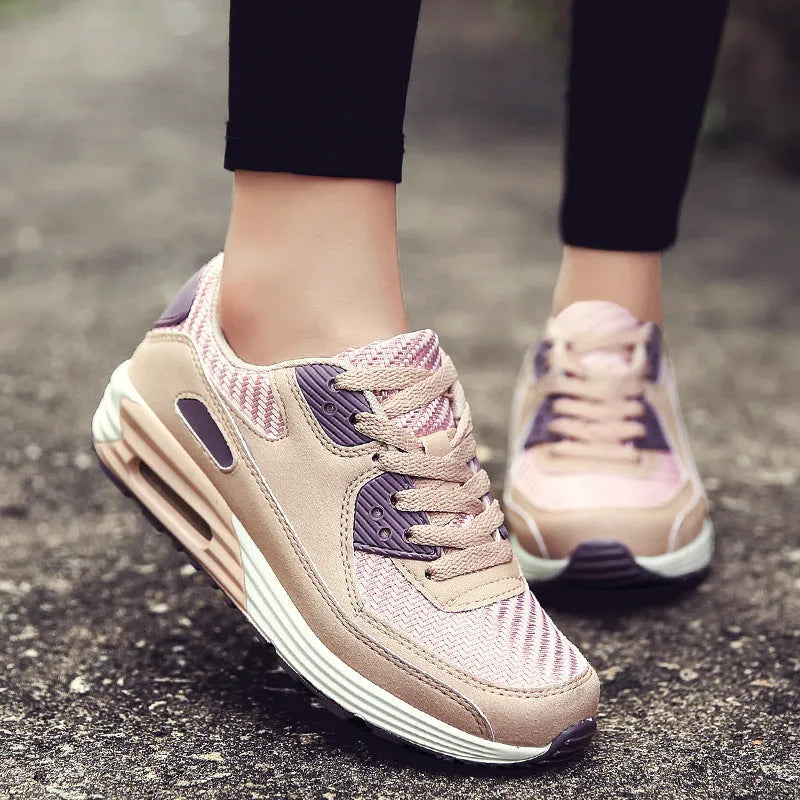 Women's casual shoes with 3.5cm heel in beige orange, grey, and pink purple colour options